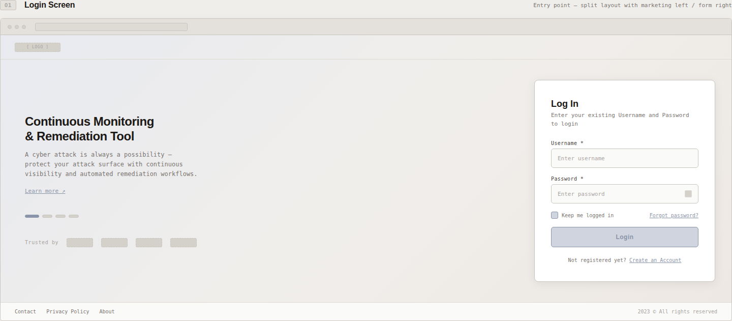 Wireframe 01 — Login