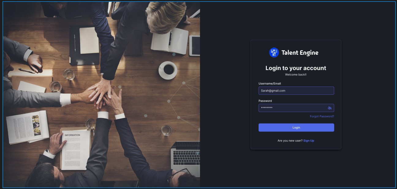 Legacy sign-in: stock photo beside a dark login card